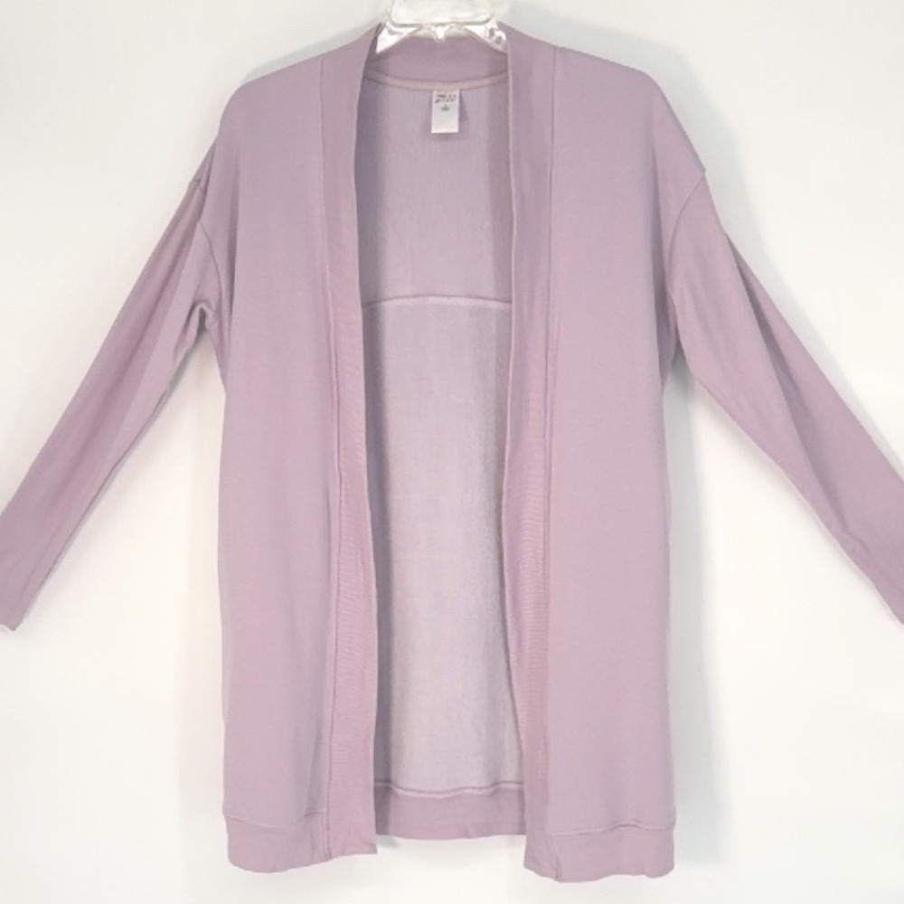 PBX Pro Lavender Fleece Lined Open Front Cardigan Pockets Purple L Chic 101-31 - Picture 9 of 10